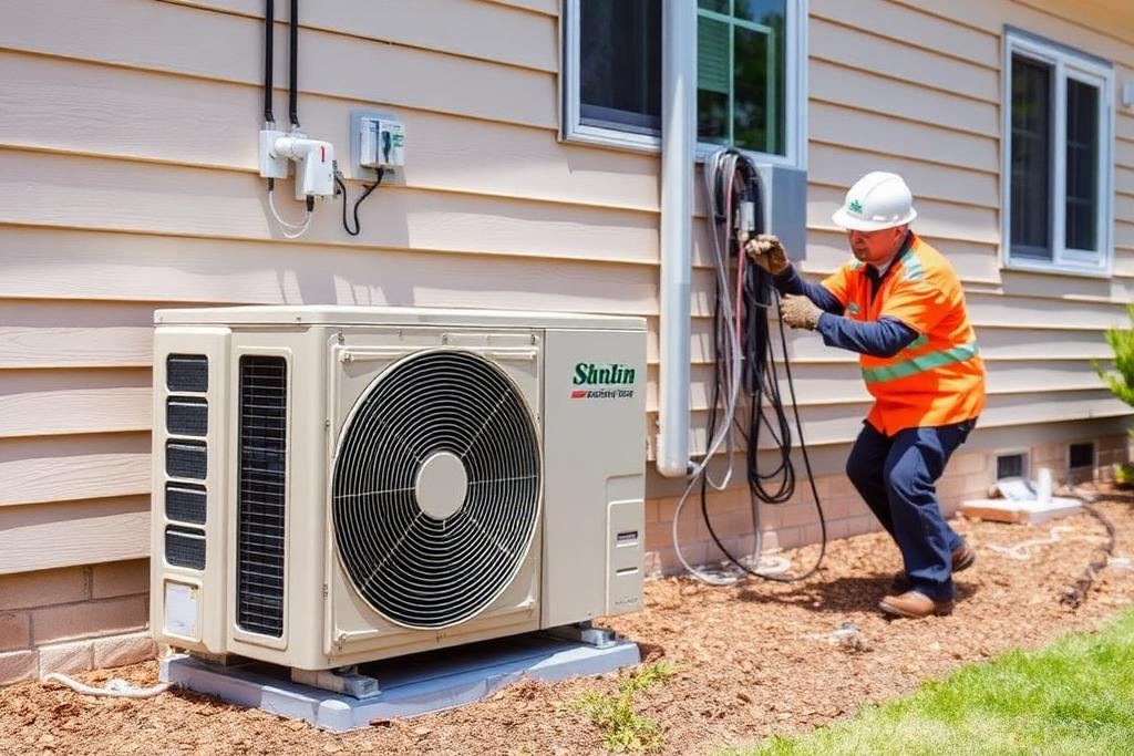 Copp Electric technician performing mini split & heat pump wiring in Franklin, NH